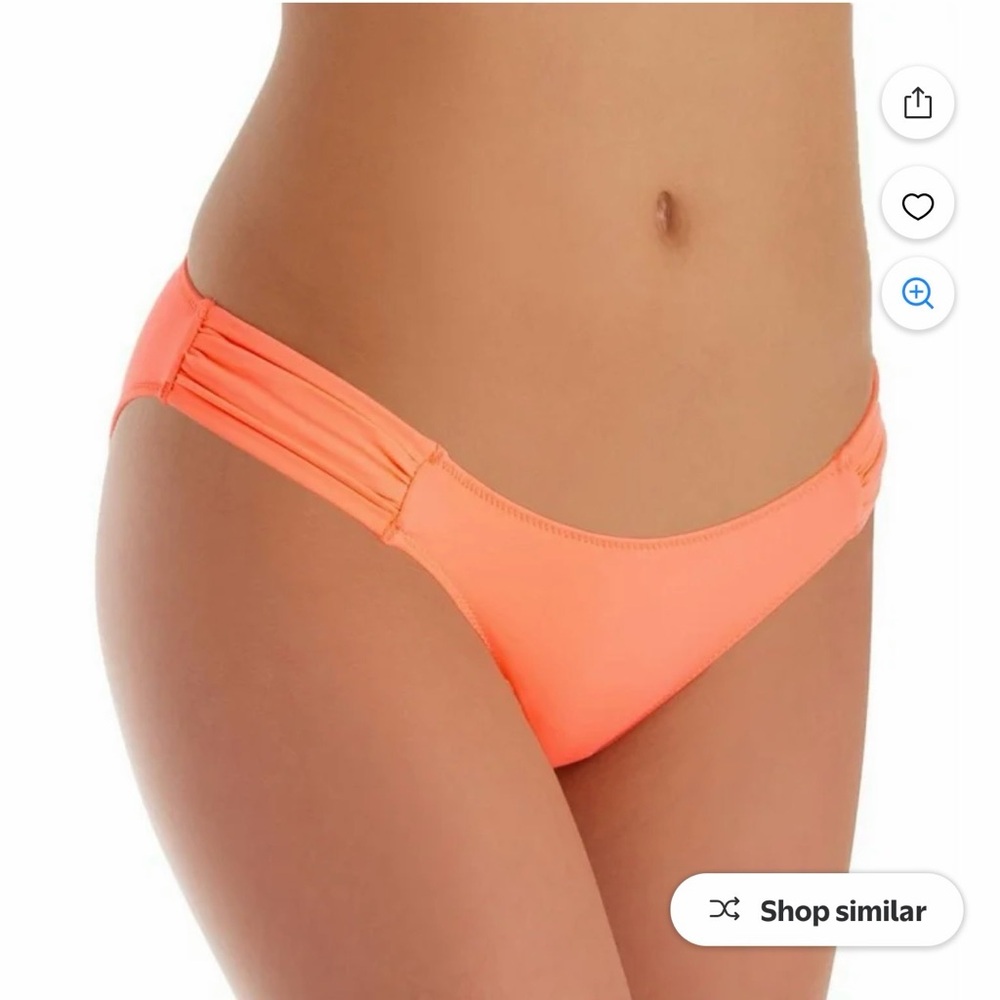 smart & sexy Neon Coral Side-Ruched Bikini Bottom